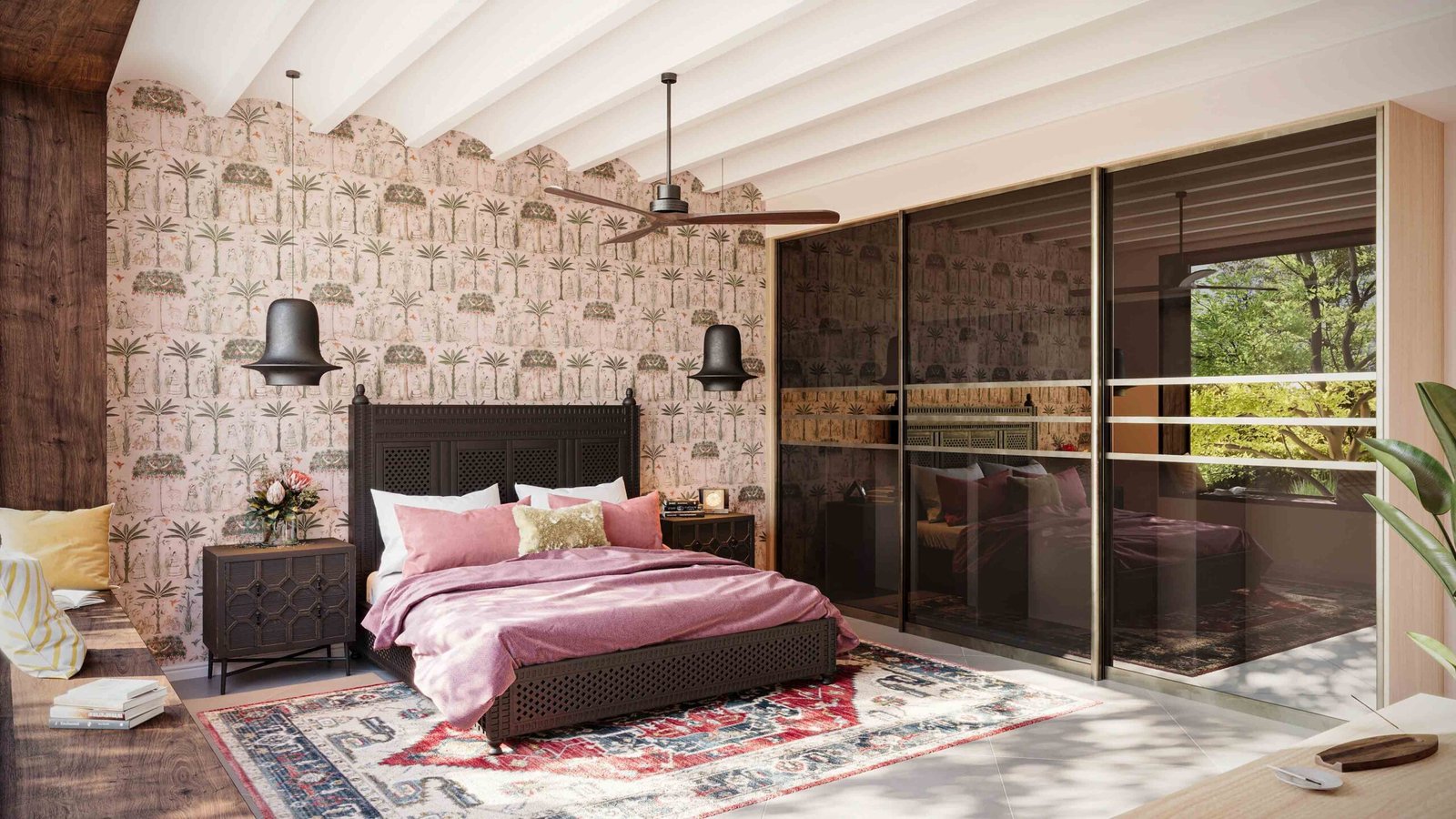 Indian Revival bedroom