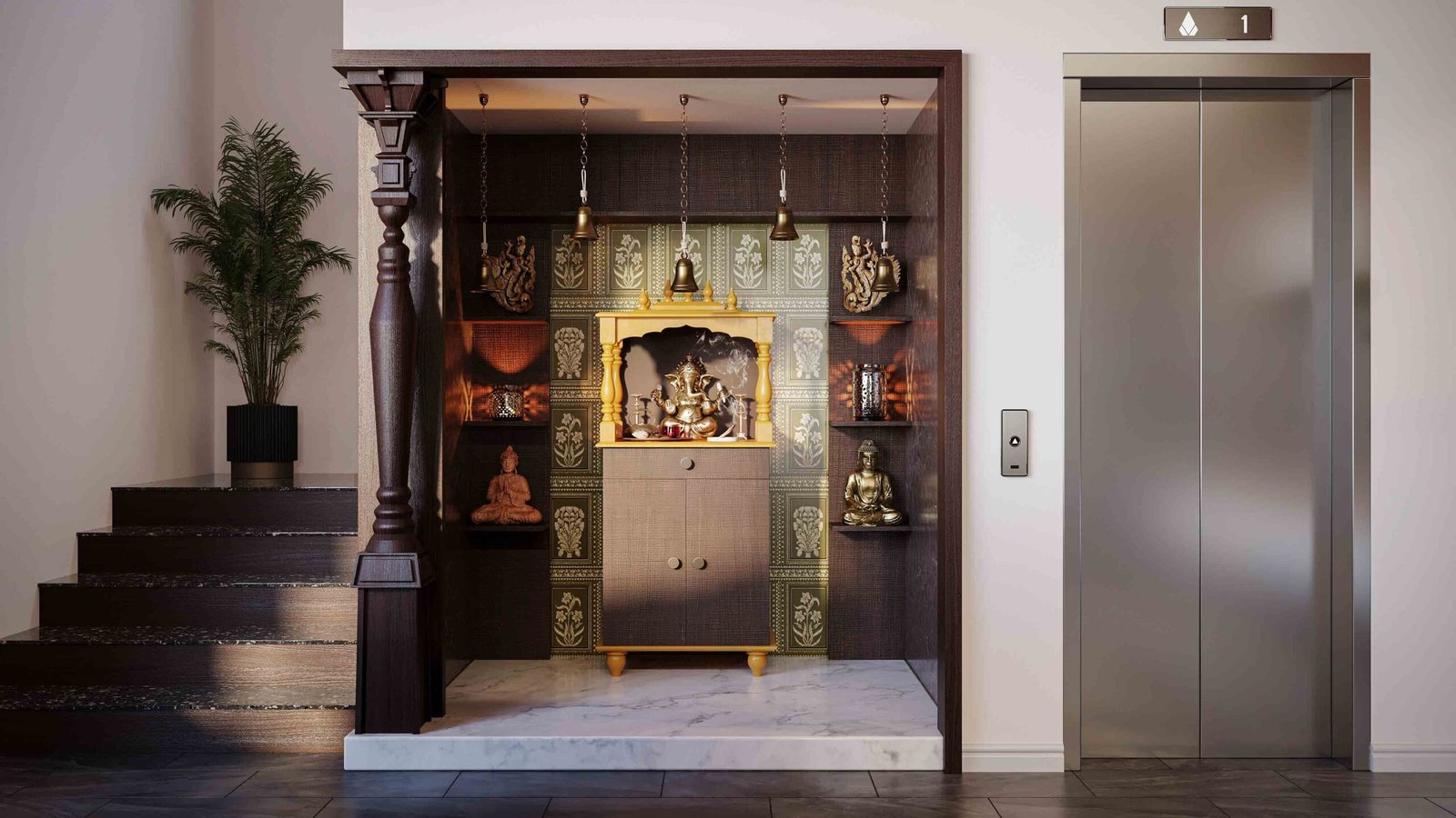 Indian Revival puja room